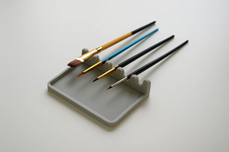 Damlama Tepsili Modern Fırça Tutucu - Ressam, Nail Art & Hobi Kullanımına Uygun Gri