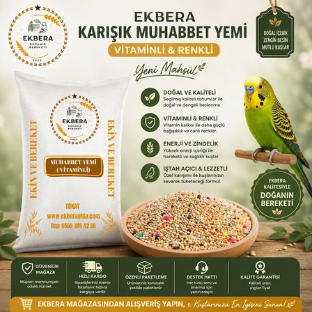 EKBERA - Karışık Muhabbet Yemi – Vitaminli & Renkli – 25 kg - Yeni Mahsül
