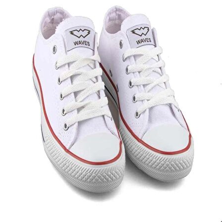 Waves 700 Numara 38 Converse Style Ünisex Keten Sneaker Ayakkabı BEYAZ_KIRMIZI_LACİVERT