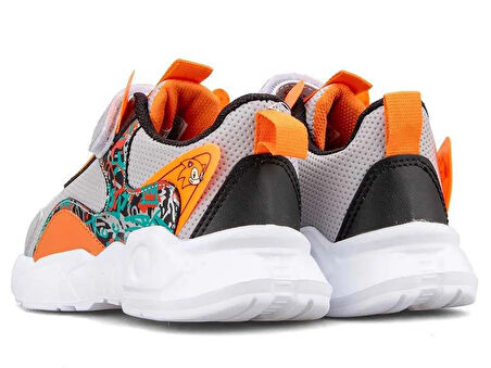 STEPPİNG 113 Filet Cırtlı Ünisex Çocuk Sneaker Ayakkabı BUZ_SİYAH_ORANJ