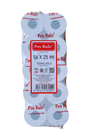 56x25 Termal Rulo - Yazarkasa Pos Rulosu 10 Paket 100 Adet 