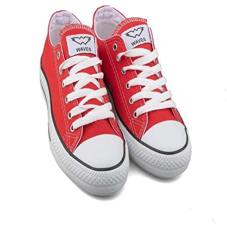 Waves 700 Numara 36 Converse Style Ünisex Keten Sneaker Ayakkabı KIRMIZI_BEYAZ