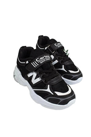 CARBY 130 Patik Cırtlı Ünisex Çocuk Sneaker Ayakkabı SİYAH_BEYAZ