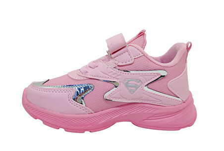 Spido 08 Filet Cırtlı Numara Kız Çocuk Sneaker Spor Ayakkabı Pembe_Gümüş