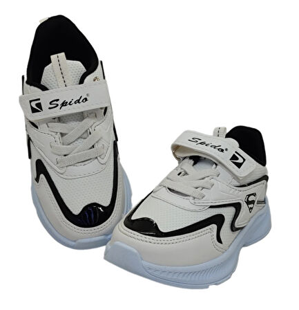 SPİDO 08 Patik Cırtlı Ünisex Çocuk Sneaker Ayakkabı  BEYAZ_SİYAH