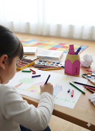 Kalem Şeklinde Kalemlik | Renkli ve Sevimli Okul Eşyaları