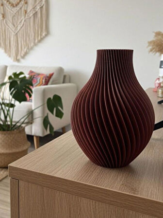 Tombul Spiral Desenli Dekoratif Vazo