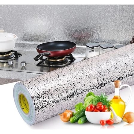Yapışkanlı Kolay Silinebilir Mutfak Tezgah Üstü Folyo Gümüş 40Cm*10M