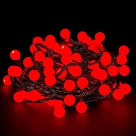 5m 28 Led Kırmızı Işık Siyah Kablo Fişli Eklemeli Mz-18-18