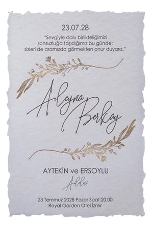50 adet İklim Düğün Davetiyesi 10635 - Özel Zarflı