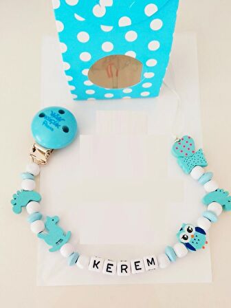 Sahi Aksesuar İsimli Bebek Emzik Zinciri - Emzik Askısı - Bebek Hediyesi - sahi_0040