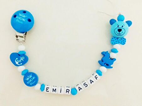 Sahi Aksesuar İsimli Bebek Emzik Zinciri - Emzik Askısı - Bebek Hediyesi - sahi_0050