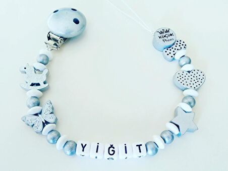 Sahi Aksesuar İsimli Bebek Emzik Zinciri - Emzik Askısı - Bebek Hediyesi - sahi_0066