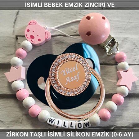 Sahi Aksesuar İsimli Bebek Emzik Zinciri Ve Bebek Silikon Emzik Seti (0-6 Ay/Yeni Doğan) sahi_0597