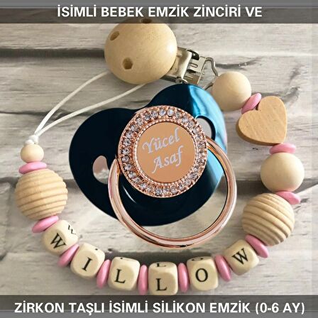 Sahi Aksesuar İsimli Bebek Emzik Zinciri Ve Bebek Silikon Emzik Seti (0-6 Ay/Yeni Doğan) sahi_0611