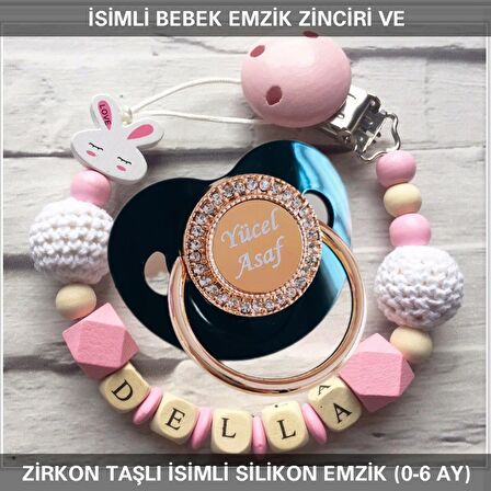 Sahi Aksesuar İsimli Bebek Emzik Zinciri Ve Bebek Silikon Emzik Seti (0-6 Ay/Yeni Doğan) sahi_0620