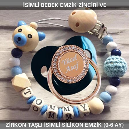Sahi Aksesuar İsimli Bebek Emzik Zinciri Ve Bebek Silikon Emzik Seti (0-6 Ay/Yeni Doğan) sahi_0623