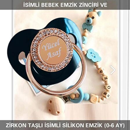 Sahi Aksesuar İsimli Bebek Emzik Zinciri Ve Bebek Silikon Emzik Seti (0-6 Ay/Yeni Doğan) sahi_0654