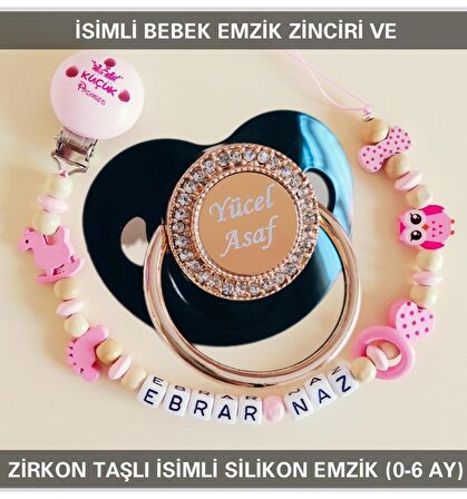 Sahi Aksesuar İsimli Bebek Emzik Zinciri Ve Bebek Silikon Emzik Seti (0-6 Ay/Yeni Doğan) sahi_0687