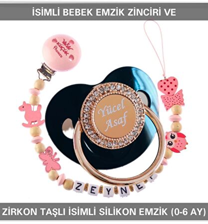 Sahi Aksesuar İsimli Bebek Emzik Zinciri Ve Bebek Silikon Emzik Seti (0-6 Ay/Yeni Doğan) sahi_0693
