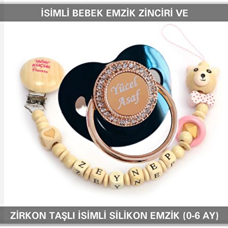 Sahi Aksesuar İsimli Bebek Emzik Zinciri Ve Bebek Silikon Emzik Seti (0-6 Ay/Yeni Doğan) sahi_0694