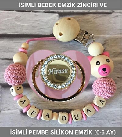 Sahi Aksesuar İsimli Bebek Emzik Zinciri Ve Bebek Silikon Emzik Seti (0-6 Ay/Yeni Doğan) sahi_0738