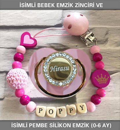 Sahi Aksesuar İsimli Bebek Emzik Zinciri Ve Bebek Silikon Emzik Seti (0-6 Ay/Yeni Doğan) sahi_0745