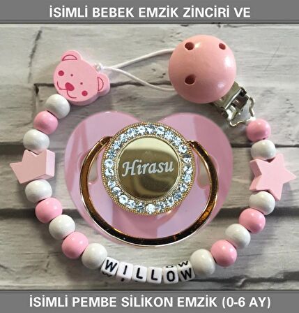 Sahi Aksesuar İsimli Bebek Emzik Zinciri Ve Bebek Silikon Emzik Seti (0-6 Ay/Yeni Doğan) sahi_0747