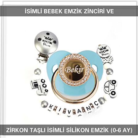 Sahi Aksesuar İsimli Bebek Emzik Zinciri Ve Bebek Silikon Emzik Seti (0-6 Ay/Yeni Doğan) sahi_0792