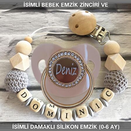 Sahi Aksesuar İsimli Bebek Emzik Zinciri Ve Bebek Silikon Emzik Seti (0-6 Ay/Yeni Doğan) sahi_0808