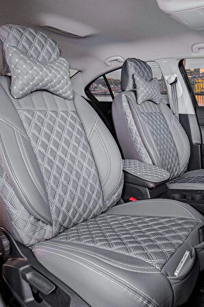 Fiat Egea Station Wagon Uyumlu Lüx Yarı Deri Oto Koltuk Kılıfı Ön Arka Takım PETRA Serisi FÜME