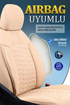 Volvo S60 2000-2004 ile Uyumlu Lüx Deri Detaylı Oto Koltuk Kılıfı Ön Arka Takım PLATINUM Serisi BEJ