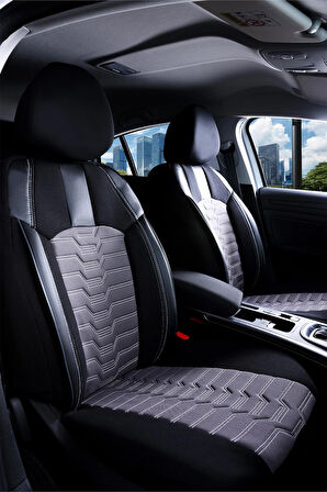 Audi S Serisi S5 ile Uyumlu Lüx Deri Detaylı Oto Koltuk Kılıfı Ön Arka Takım PLATINUM Serisi FÜME SİYAH