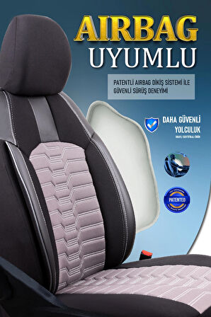 Subaru Legacy ile Uyumlu Lüx Deri Detaylı Oto Koltuk Kılıfı Ön Arka Takım PLATINUM Serisi FÜME SİYAH