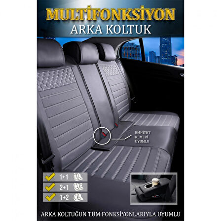 
Citroen C1 Lüx Deri Oto Koltuk Kılıfı Ön Arka Takım Safir FÜME