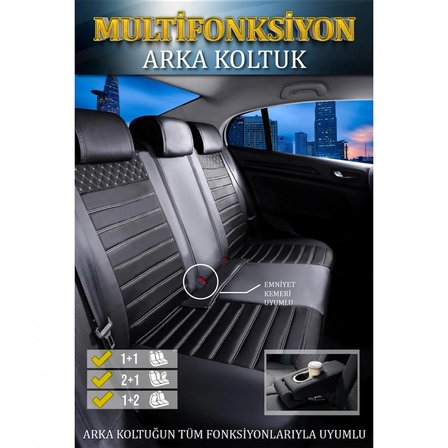 
Alfa Romeo Giulietta Lüx Deri Oto Koltuk Kılıfı Ön Arka Takım Safir SİYAH BEYAZ