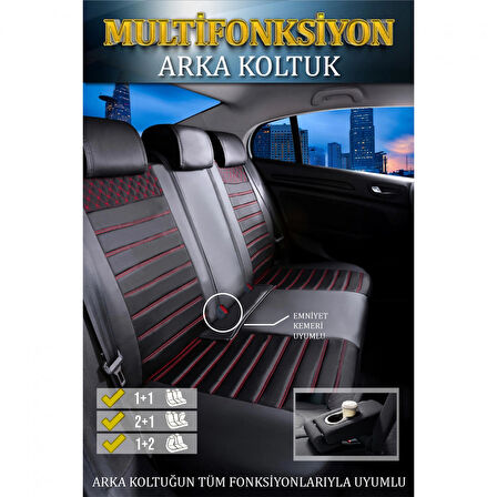 Subaru Tribeca Lüx Deri Oto Koltuk Kılıfı Ön Arka Takım Safir SİYAH KIRMIZI