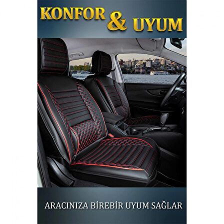 Volkswagen Amarok Lüx Deri Oto Koltuk Kılıfı Ön Arka Takım Safir SİYAH KIRMIZI