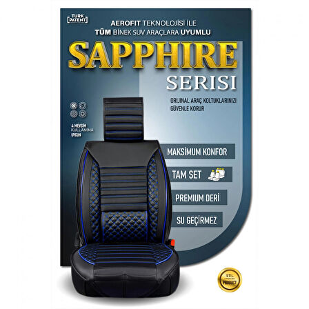 
Renault Laguna Lüx Deri Oto Koltuk Kılıfı Ön Arka Takım Safir SİYAH MAVİ