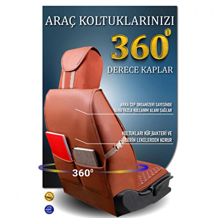 SsanYoung Actyon Lüx Deri Oto Koltuk Kılıfı Ön Arka Takım Safir TARÇIN