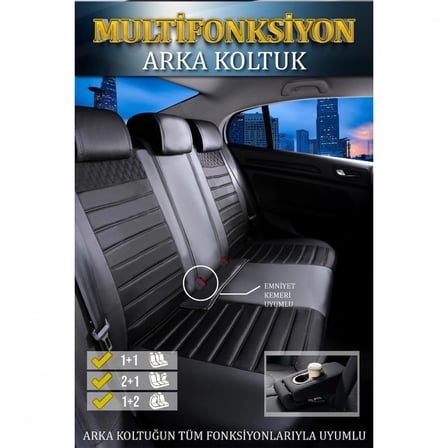 
Seat İbiza YENİ Lüx Deri Oto Koltuk Kılıfı Ön Arka Takım Safir TAM SİYAH