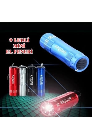 Süper Parlak 9 Ledli Metal Mini El Feneri