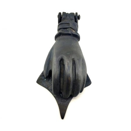 Antika Tarz Dekoratif Pirinç El Kapı Tokmağı, Taktak - 167x75 Mm, Oksit