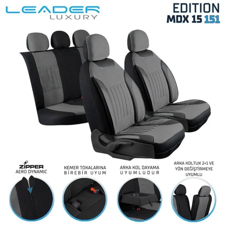 BMW 4 Serisi 430i Uyumlu Lüx Deri Detaylı Tay Tüyü Oto Koltuk Kılıfı Ön Arka Takım Edition Serisi Füme