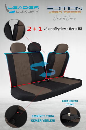 Volkswagen Golf Mk 5 Plus 2003-2009 Uyumlu Lüx Deri Detaylı Tay Tüyü Oto Koltuk Kılıfı Ön Arka Takım Edition Serisi Kahverengi