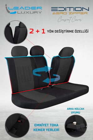 Volkswagen ID.4 Uyumlu Lüx Deri Detaylı Tay Tüyü Oto Koltuk Kılıfı Ön Arka Takım Edition Serisi SİYAH