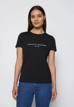 Tommy Hilfiger Logo Yazı Nakışlı Kadın T-shirt