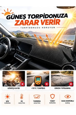 e-biz RENAULT FLUENCE BÜYÜK EKRANLI (2009-2016) Uyumlu Torpido Örtüsü + Deri Çanta - Siyah - RE023