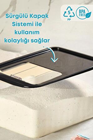 2 Li Sürgülü Kayar Kapaklı Tablet Deterjan Saklama Kutusu-Çok Amaçlı Saklama Kabı 5 Lt+10 Lt