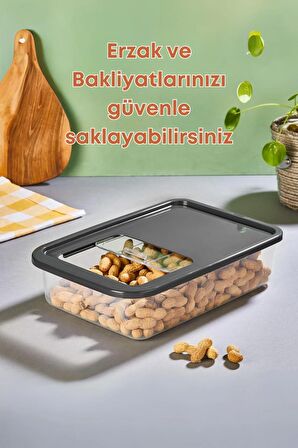 4'lü Sürgülü Kayar Kapaklı Erzak Bakliyat Saklama Kabı- Çok Amaçlı Buzdolabı Düzenleyici 5 Lt.